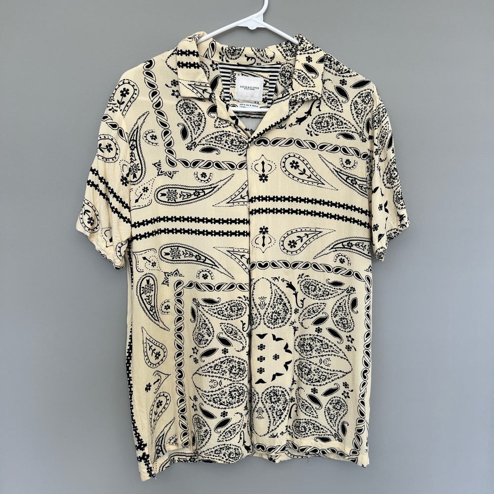 Paisley Print Cream and Black Men's Shirt
